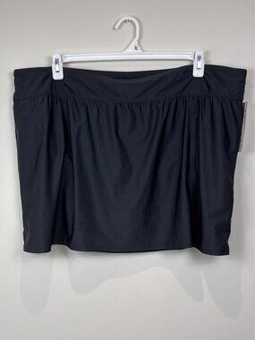 Krista Plus Womens 3X Black A-Line Tummy Control Swim Skirt